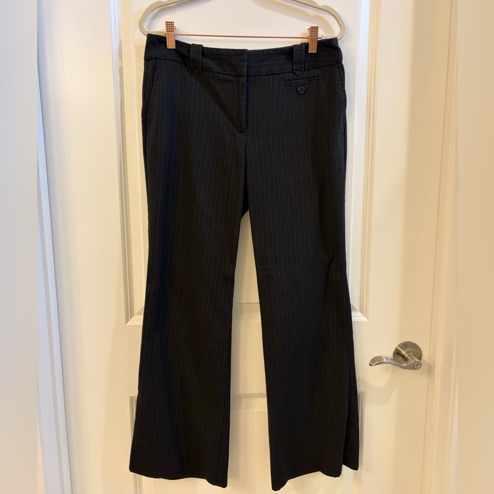 LOFT Black Pinstripe Dress Pants - Petite